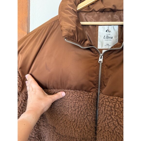 Abercrombie & Fitch Ultra Sherpa Mini Puffer Jacket Brown XXL - Picture 6 of 6